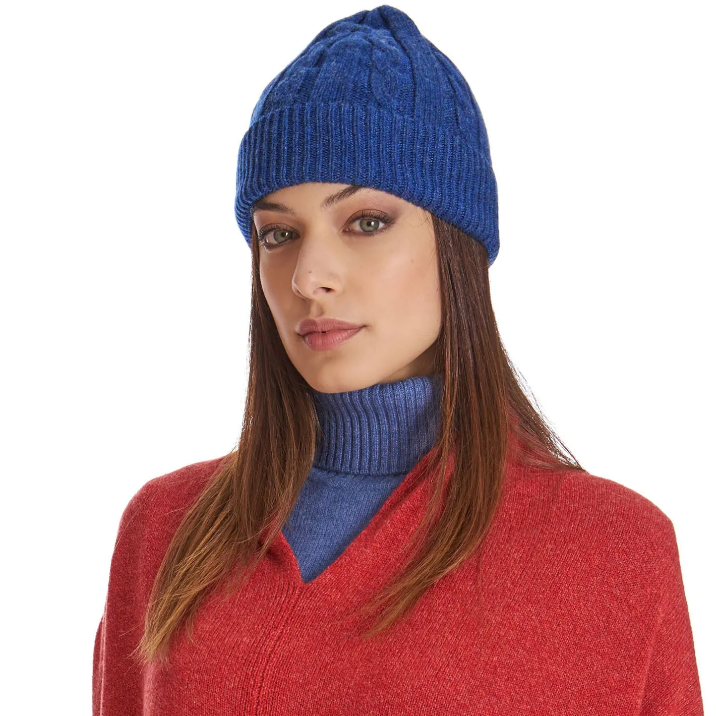 E.Marinella BERRETTO BLU MEDIO A trecce in cashmere New
