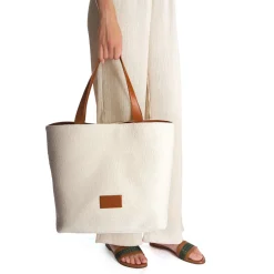E.Marinella BORSA BEACH In canvas e pelle liscia Best