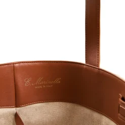 E.Marinella BORSA BEACH In canvas e pelle liscia Best