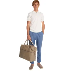 E.Marinella BORSA DA VIAGGIO BEIGE In pelle martellata New