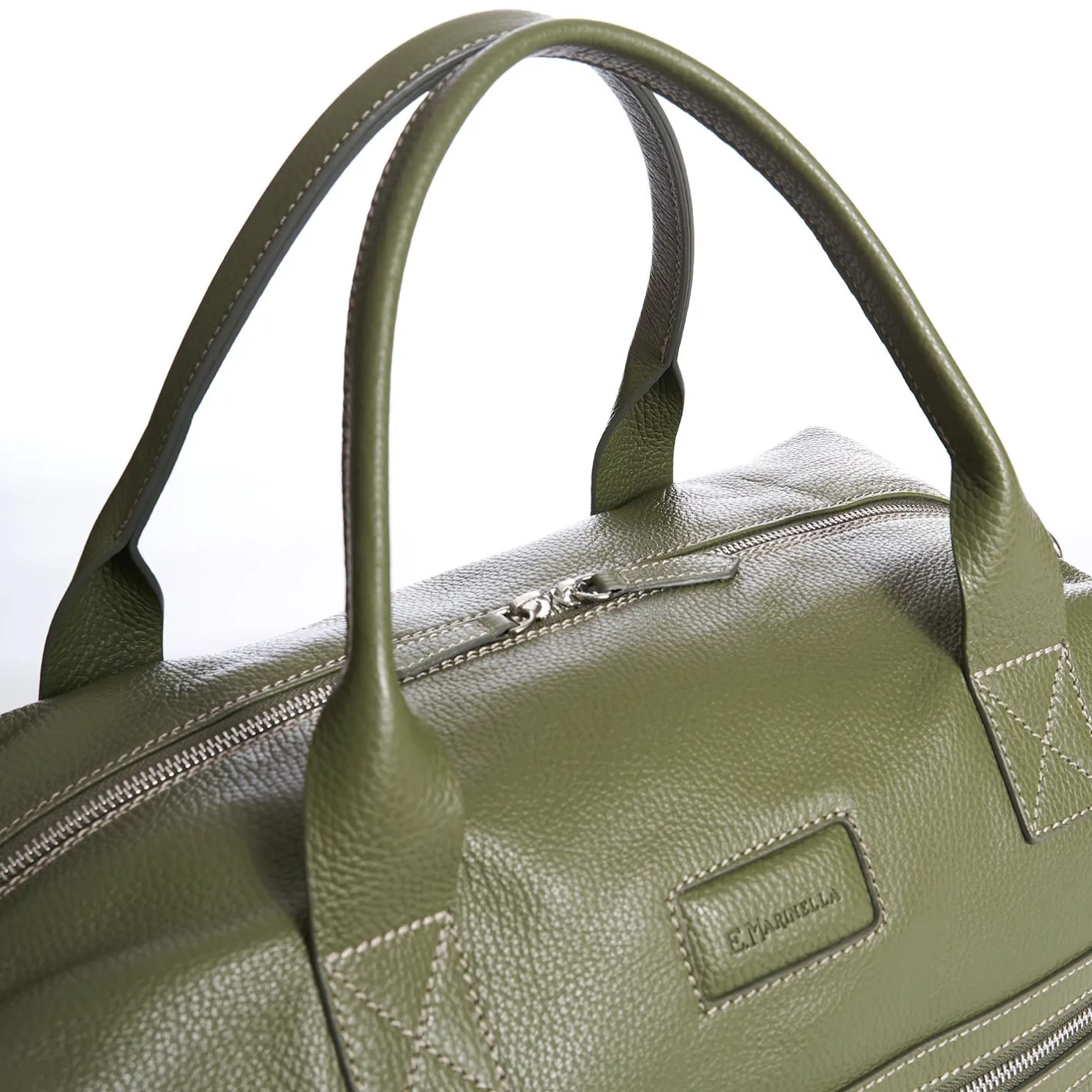 E.Marinella BORSA DA VIAGGIO VERDE OLIVA In pelle martellata Sale