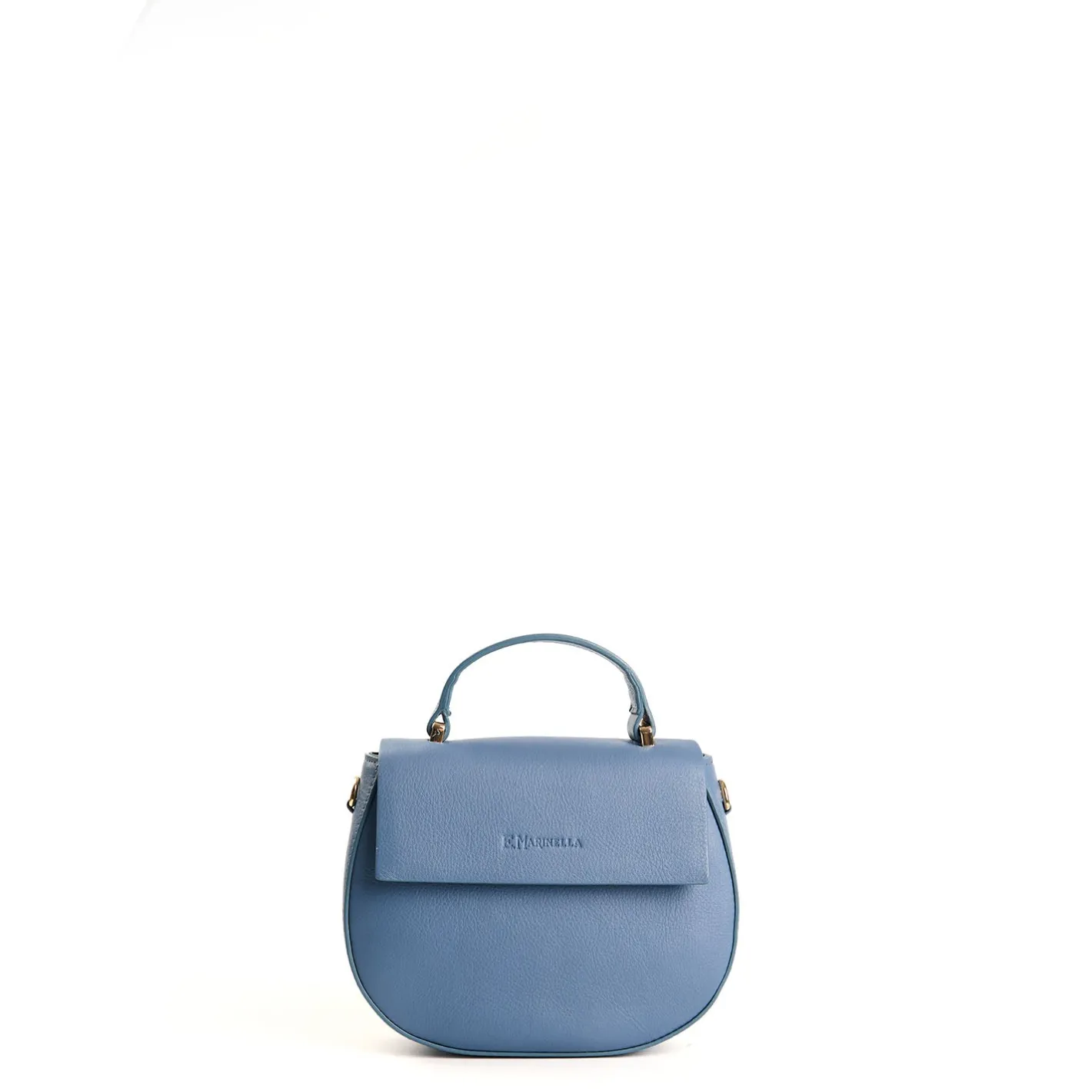 E.Marinella BORSA MINI CLEO AZZURRO POLVERE In pelle liscia New