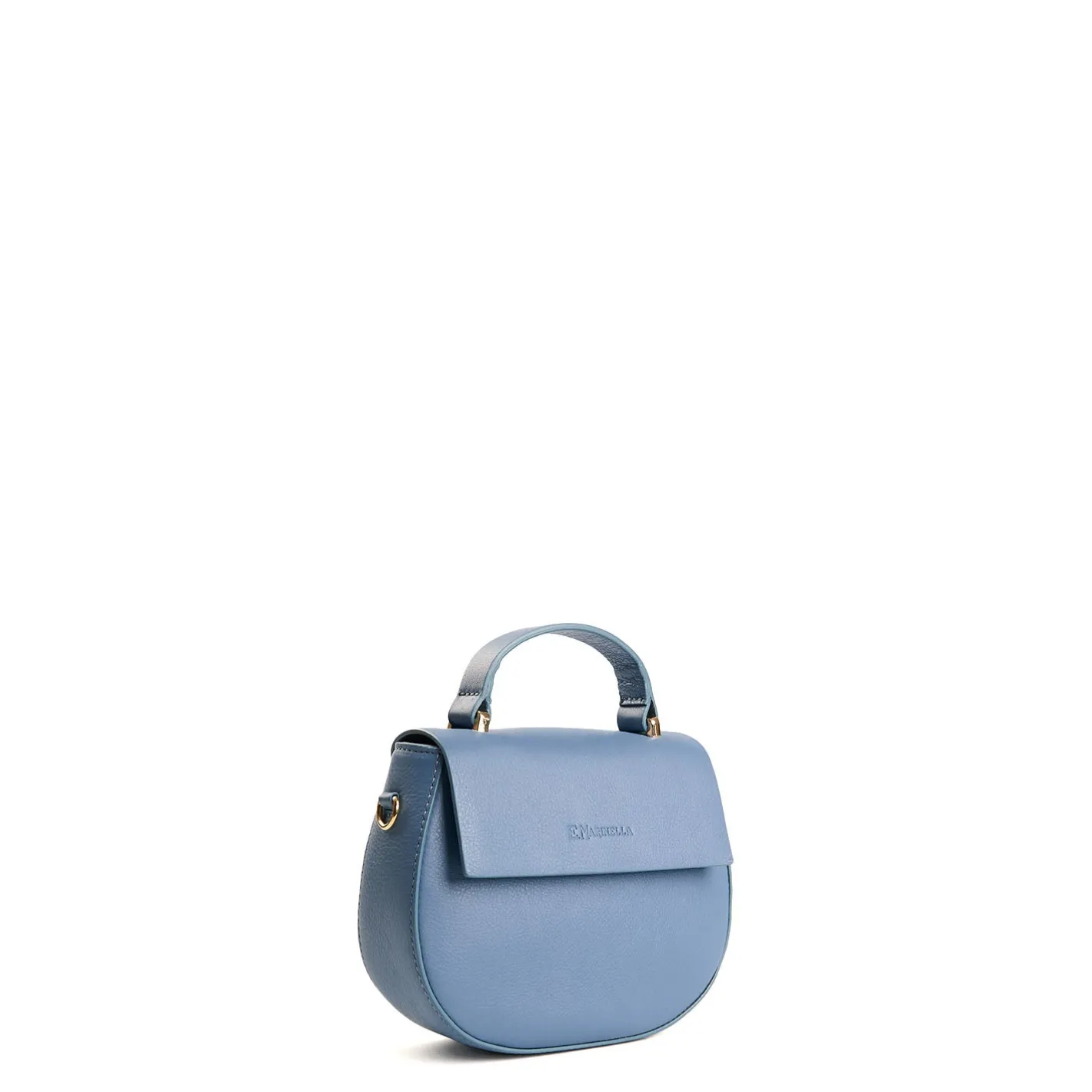 E.Marinella BORSA MINI CLEO AZZURRO POLVERE In pelle liscia New