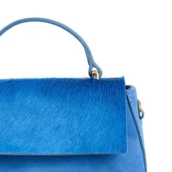 E.Marinella BORSA MINI CLEO BLUETTE In camoscio e cavallino