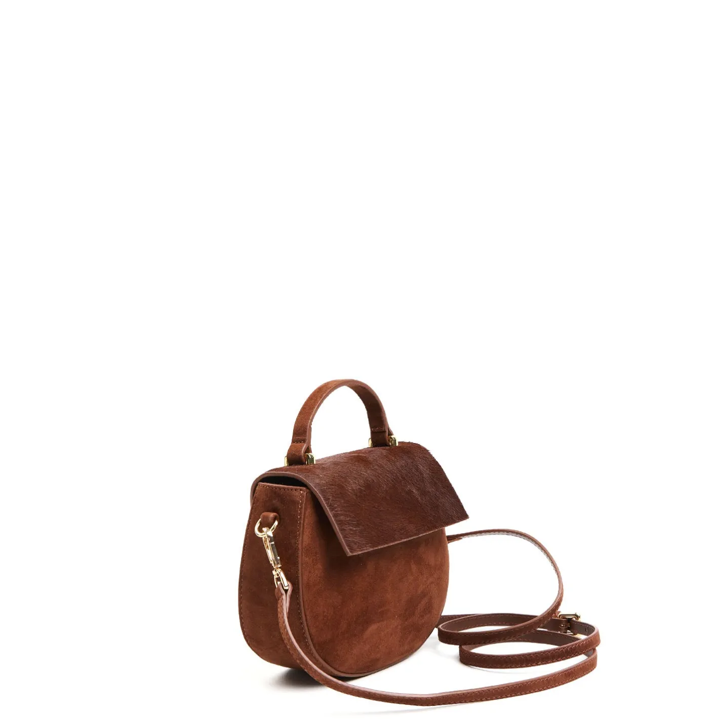 E.Marinella BORSA MINI CLEO MARRONE In camoscio e cavallino Hot
