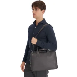 E.Marinella BORSA PORTA PC GRIGIA In pelle martellata Hot