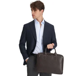 E.Marinella BORSA PORTA PC MARRONE SCURO In pelle martellata Sale