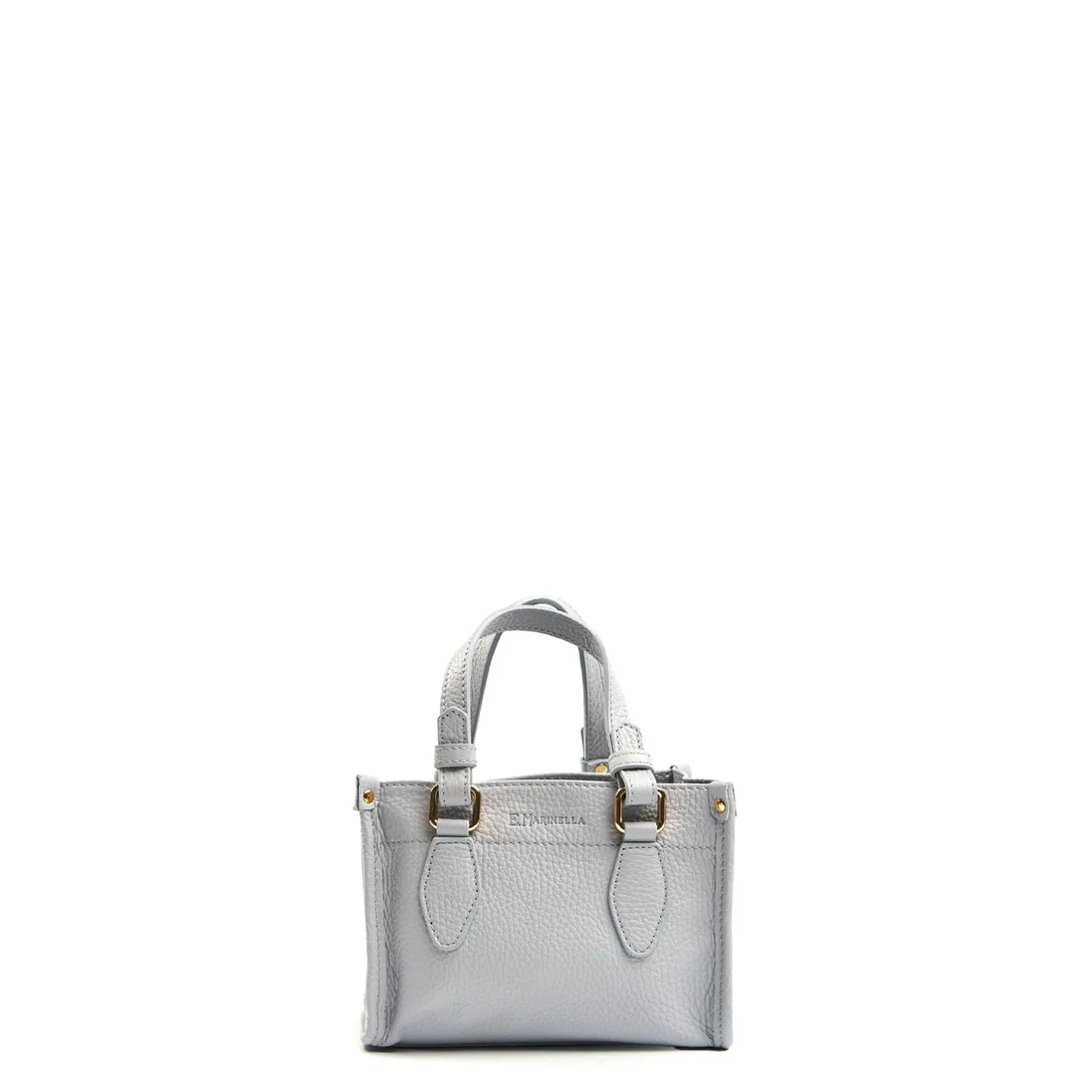 E.Marinella BORSA SHOPPING MINI AZZURRO POLVERE In pelle martellata Online