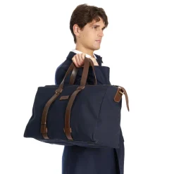 E.Marinella BORSONE WEEKEND BLU SCURO In tela con rifiniture in pelle Online