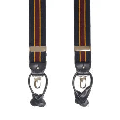 E.Marinella BRETELLE EM BLU, GIALLO E BORDEAUX A righe New