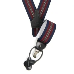 E.Marinella BRETELLE EM BLU SCURO E BORDEAUX Rigata Hot