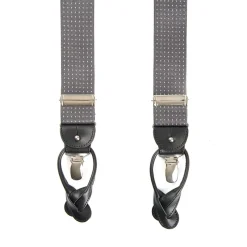 E.Marinella BRETELLE EM GRIGIE Micro pois bianco Clearance