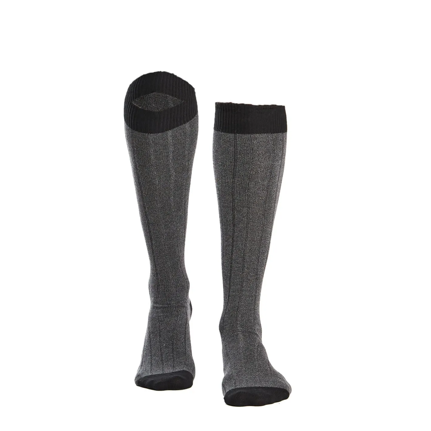 E.Marinella CALZE LUNGHE BICOLORE GRIGIO E NERO IN COTONE Tinta unita Sale