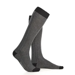 E.Marinella CALZE LUNGHE BICOLORE GRIGIO E NERO IN COTONE Tinta unita Sale