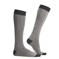 E.Marinella CALZE LUNGHE BICOLORE GRIGIO CHIARO E SCURO IN COTONE Tinta unita New