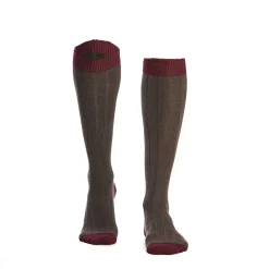 E.Marinella CALZE LUNGHE BICOLORE MARRONE E BORDEAUX IN COTONE Tinta unita
