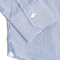 E.Marinella CAMICIA CLASSICA A RIGHE BIANCO E BLU SLIM In cotone popeline New