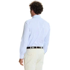 E.Marinella CAMICIA CLASSICA A RIGHE BIANCO E AZZURRO SLIM In cotone popeline Discount