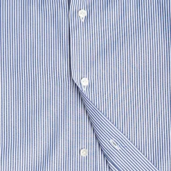 E.Marinella CAMICIA CLASSICA RIGHE BIANCO E BLU REGULAR In cotone popeline Outlet
