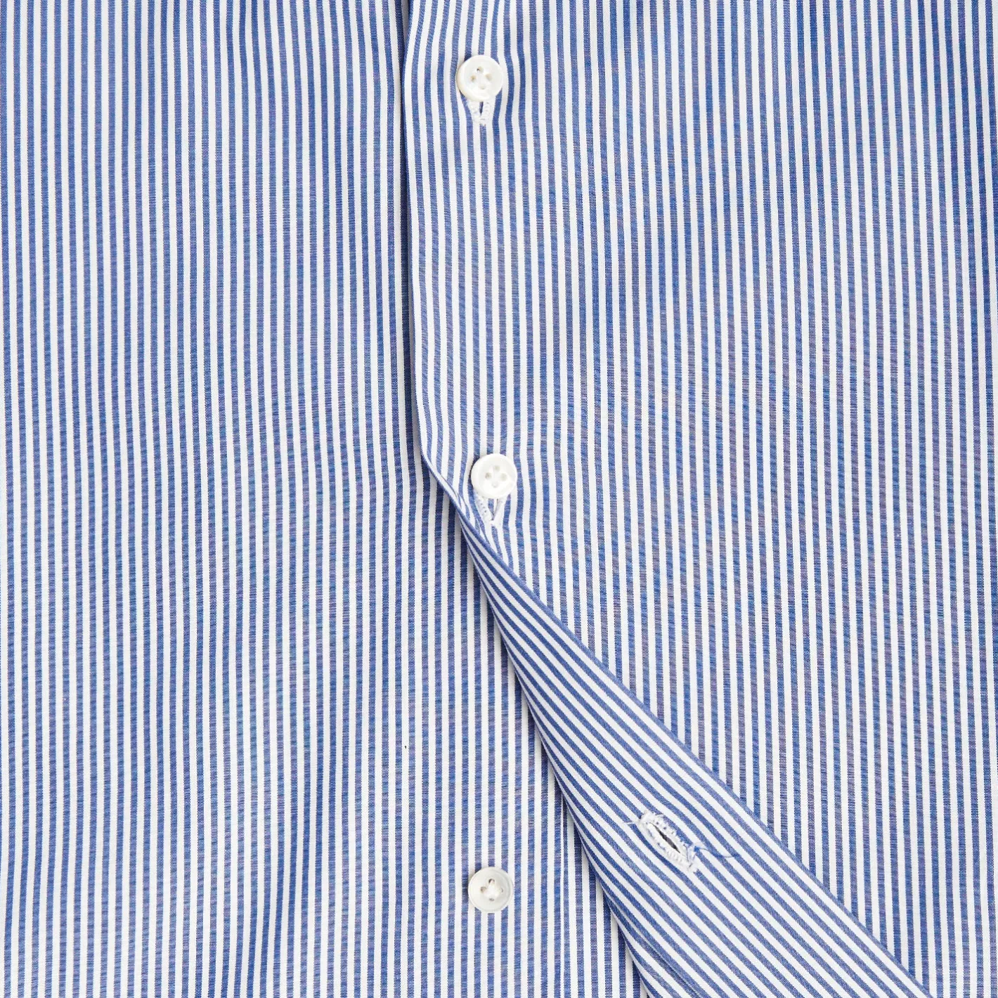 E.Marinella CAMICIA CLASSICA RIGHE BIANCO E BLU REGULAR In cotone popeline Outlet