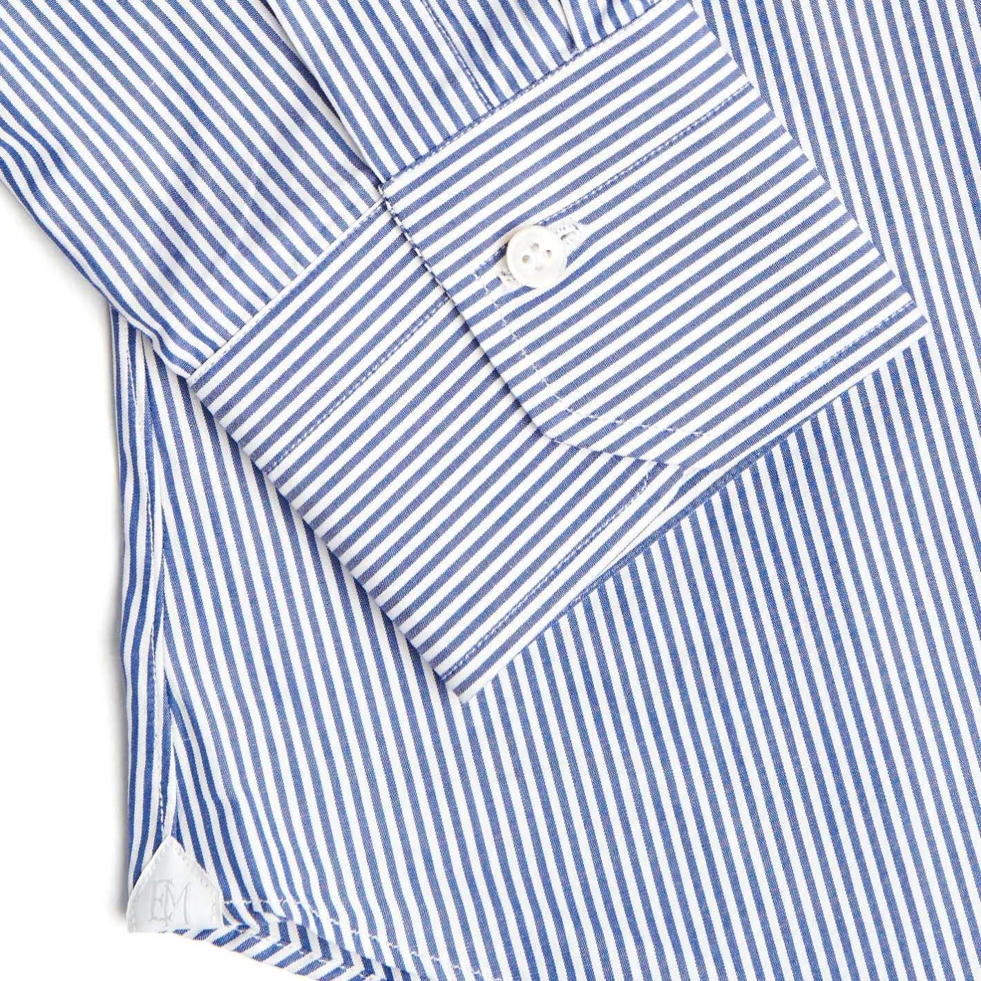 E.Marinella CAMICIA CLASSICA RIGHE BIANCO E BLU REGULAR In cotone popeline Outlet