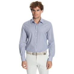 E.Marinella CAMICIA CLASSICA RIGHE BIANCO E BLU REGULAR In cotone popeline Outlet