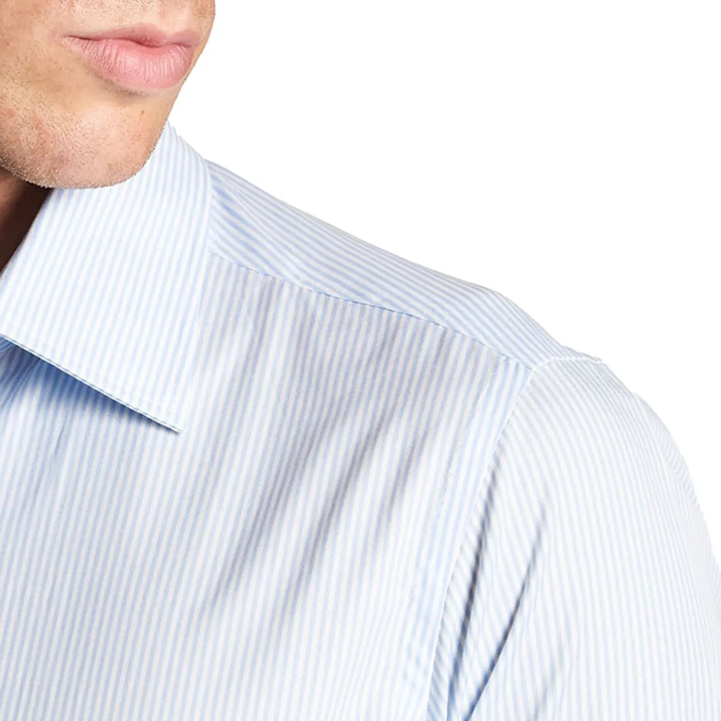E.Marinella CAMICIA CLASSICA RIGHE BIANCO E AZZURRO REGULAR In cotone popeline Online