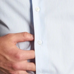 E.Marinella CAMICIA CLASSICA RIGHE BIANCO E AZZURRO REGULAR In cotone popeline Online