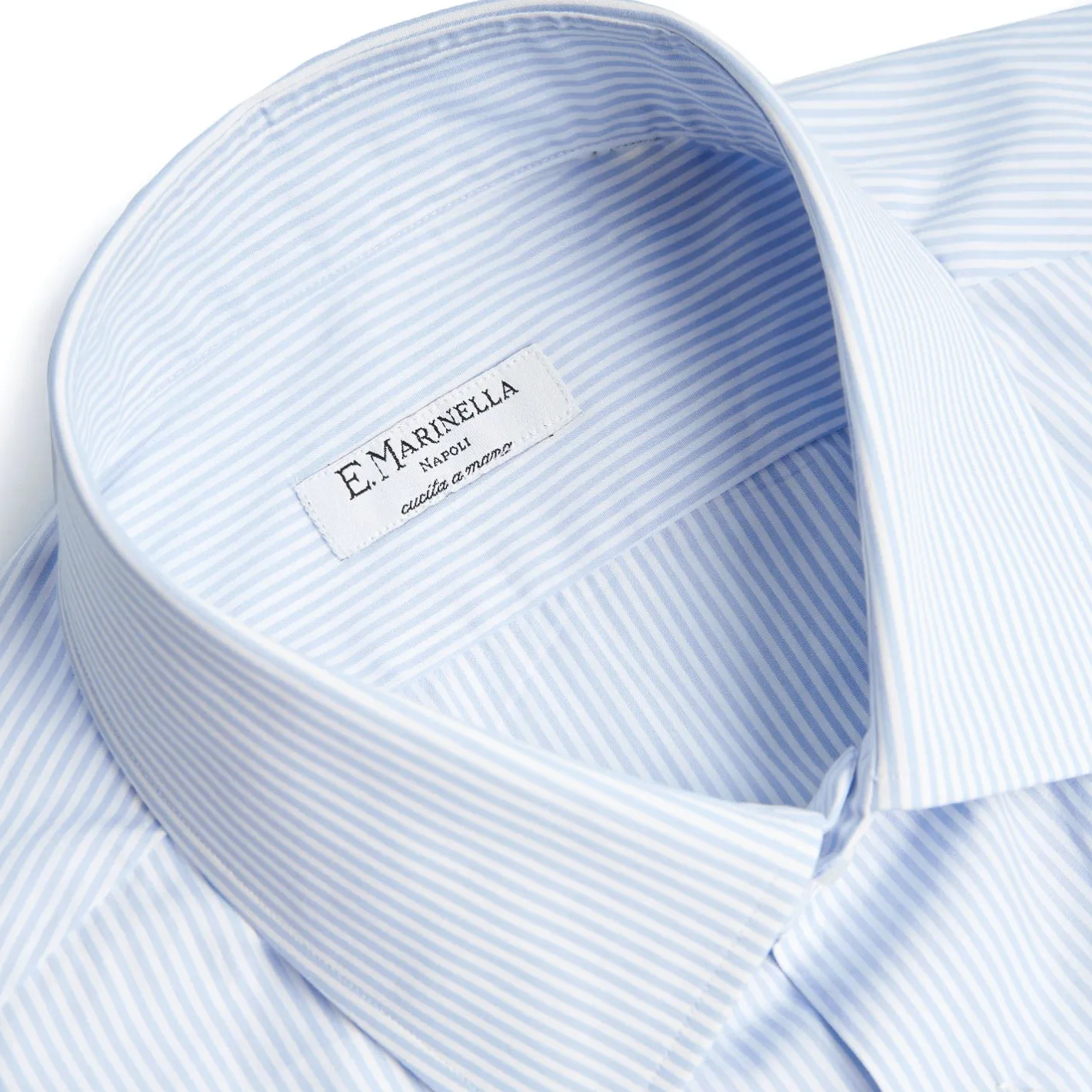 E.Marinella CAMICIA CLASSICA RIGHE BIANCO E AZZURRO REGULAR In cotone popeline Online