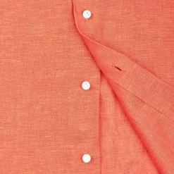 E.Marinella CAMICIA IN LINO ARANCIONE Con bottoni in madreperla Outlet