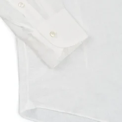 E.Marinella CAMICIA IN LINO BIANCA Con bottoni in madreperla Sale