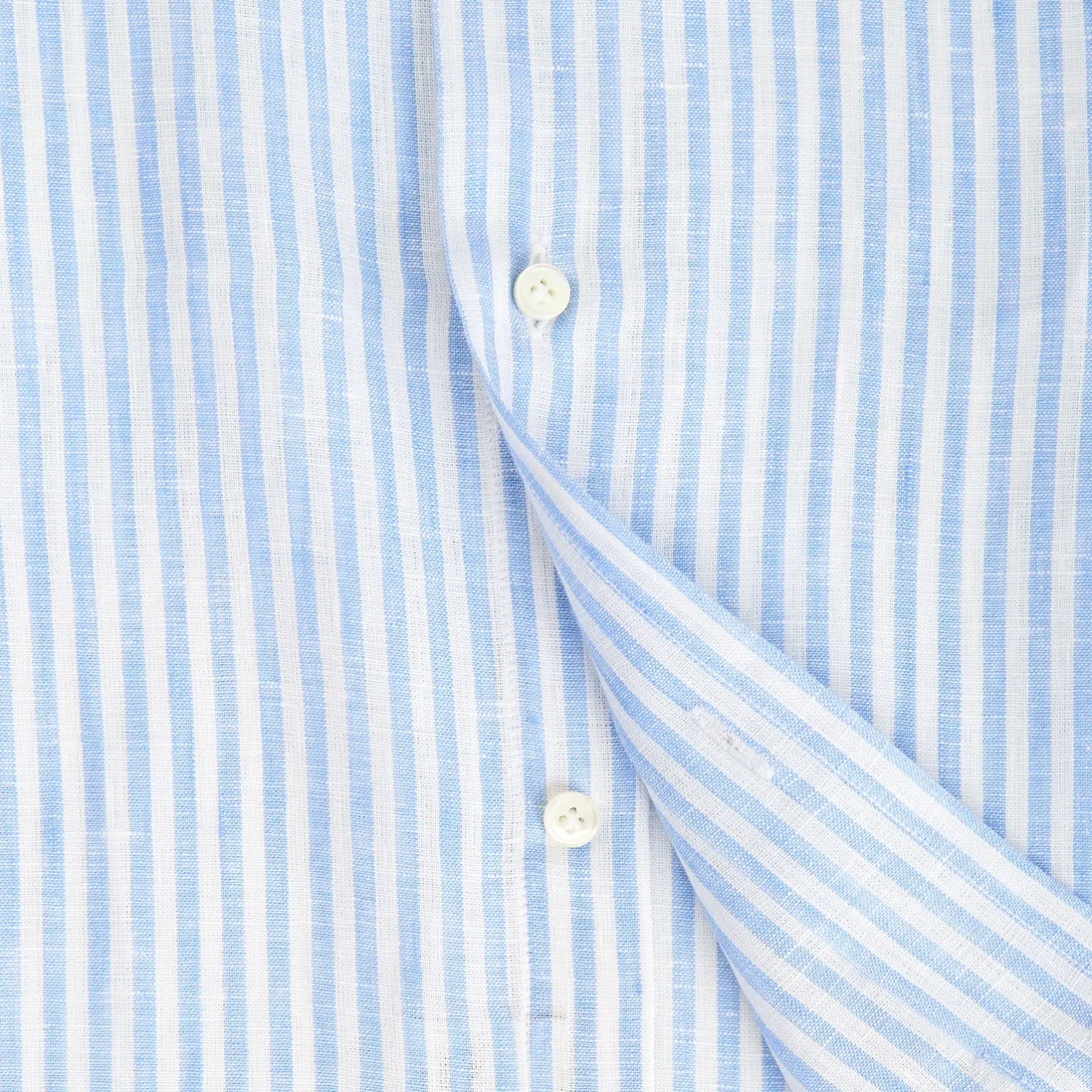 E.Marinella CAMICIA IN LINO BIANCA E AZZURRA Rigata Outlet