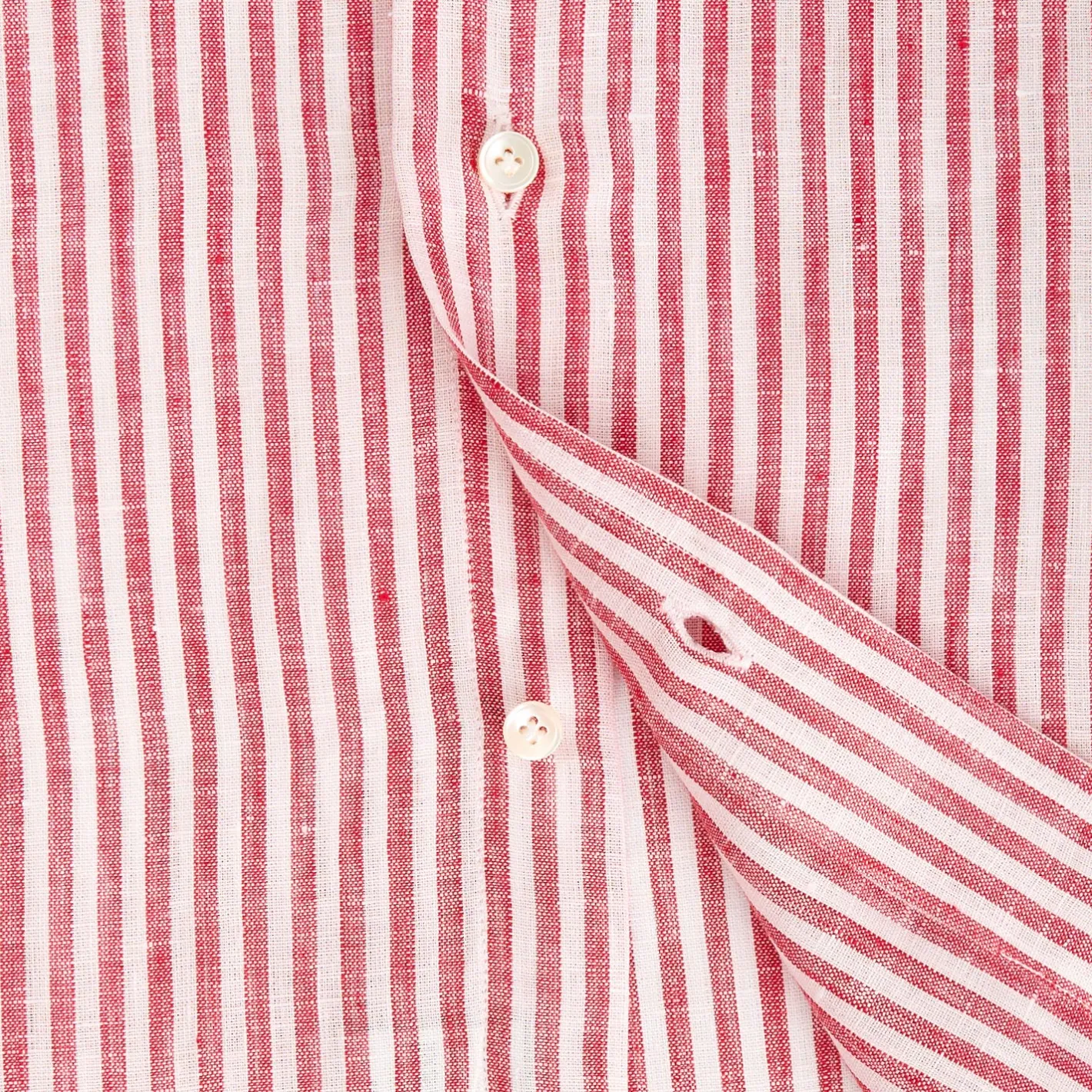 E.Marinella CAMICIA IN LINO BIANCA E BORDEAUX Rigata Online