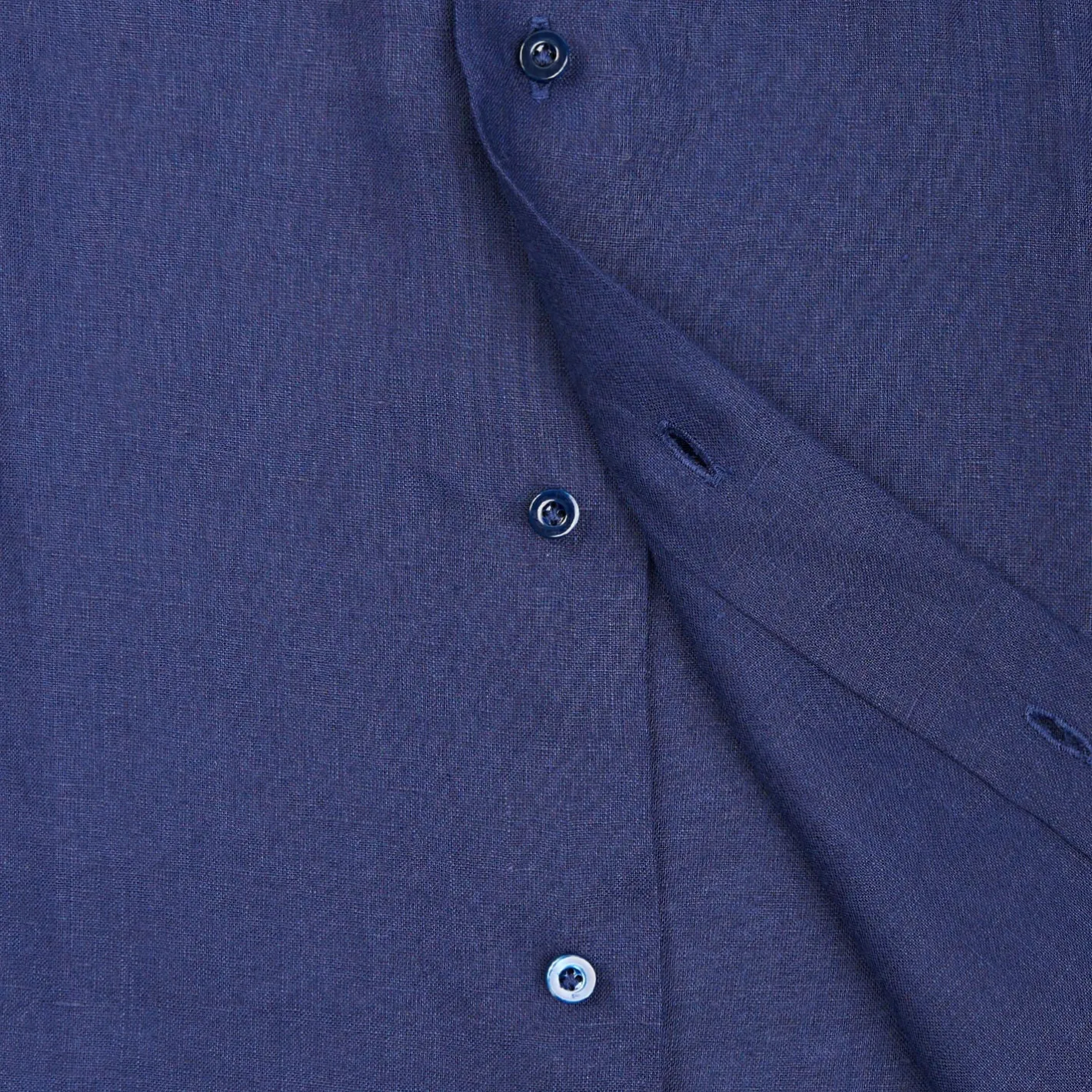 E.Marinella CAMICIA IN LINO BLU NOTTE Con bottoni in madreperla Hot