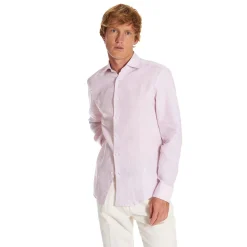 E.Marinella CAMICIA IN LINO LILLA Con bottoni in madreperla New