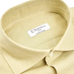 E.Marinella CAMICIA IN LINO VERDE CHIARO Con bottoni in madreperla