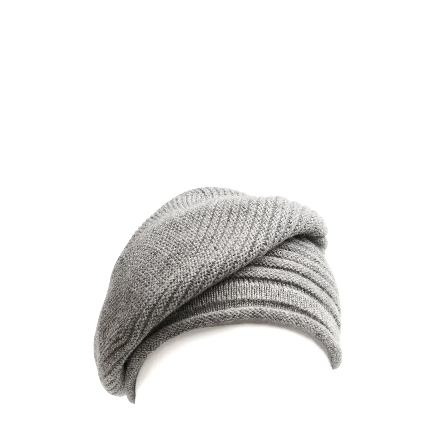 E.Marinella CAPPELLO BASCO A RIGHE GRIGIO In cashmere