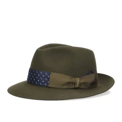 E.Marinella CAPPELLO MODELLO EUGENIO IN FELTRO VERDE SCURO Con dettagli in seta blu scuro Discount