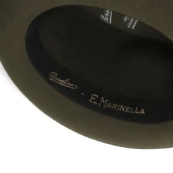 E.Marinella CAPPELLO MODELLO EUGENIO IN FELTRO VERDE SCURO Con dettagli in seta blu scuro Discount