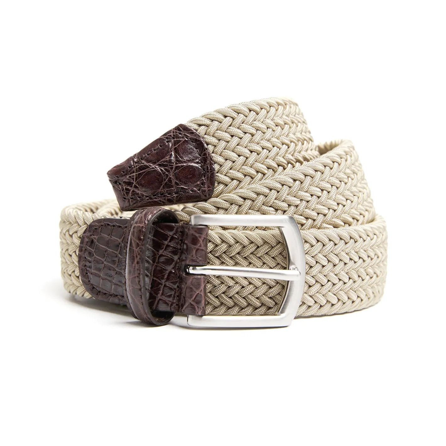 E.Marinella CINTURA ELASTICA BEIGE Con finiture in coccodrillo Online