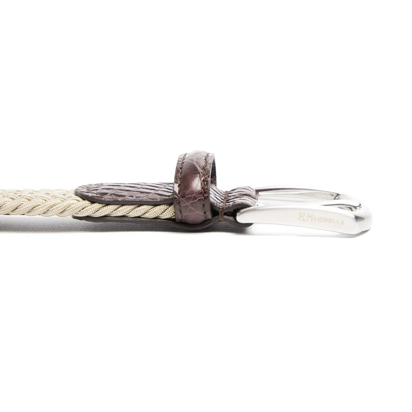 E.Marinella CINTURA ELASTICA BEIGE Con finiture in coccodrillo Online