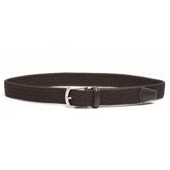 E.Marinella CINTURA ELASTICA INTRECCIATA TESTA MORO Con finiture in pelle 35 mm Discount
