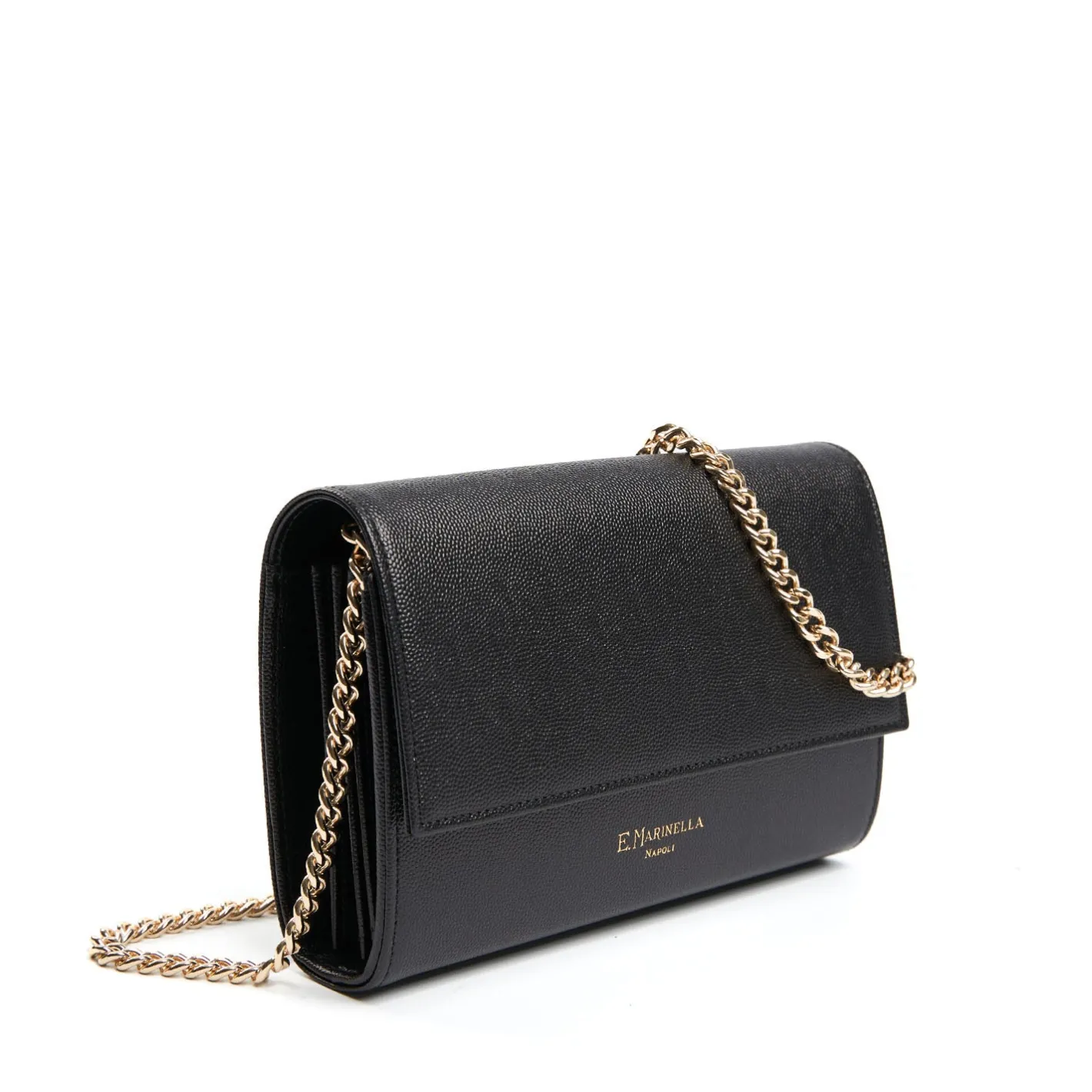 E.Marinella CLUTCH BAG NERA In pelle bottolata