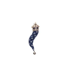 E.Marinella CORNETTO BLU SCURO In seta e argento Outlet