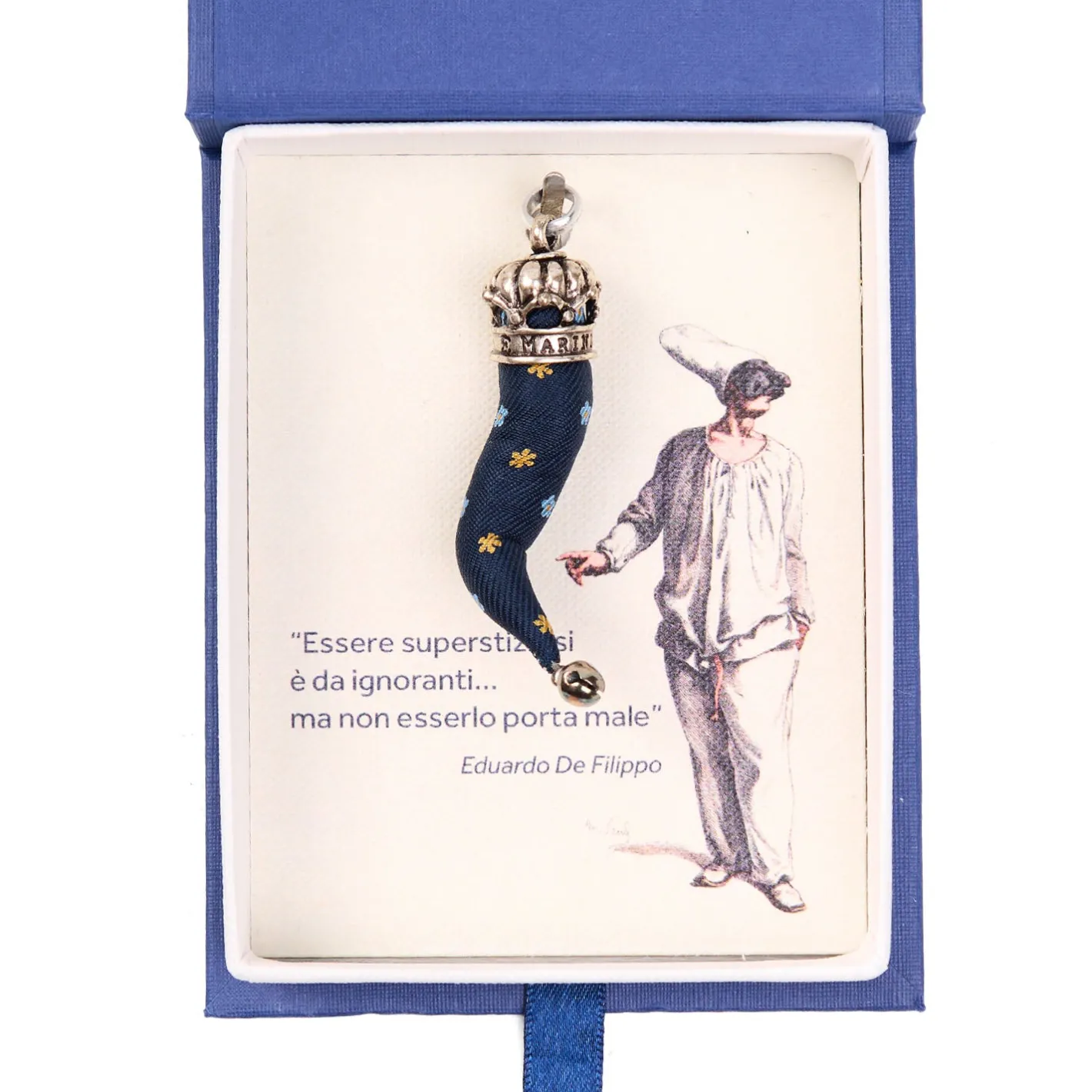 E.Marinella CORNETTO BLU SCURO In seta e argento Discount