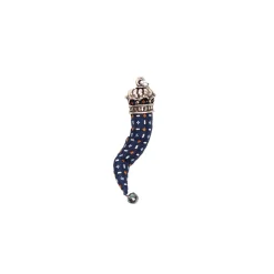 E.Marinella CORNETTO BLU SCURO In seta e argento New
