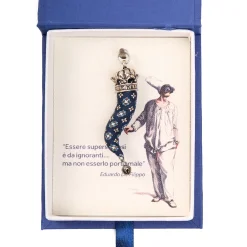E.Marinella CORNETTO BLU SCURO In seta e argento New