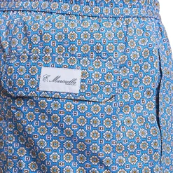 E.Marinella COSTUME DA BAGNO AZZURRO POLVERE Macrofantasia fiore Outlet