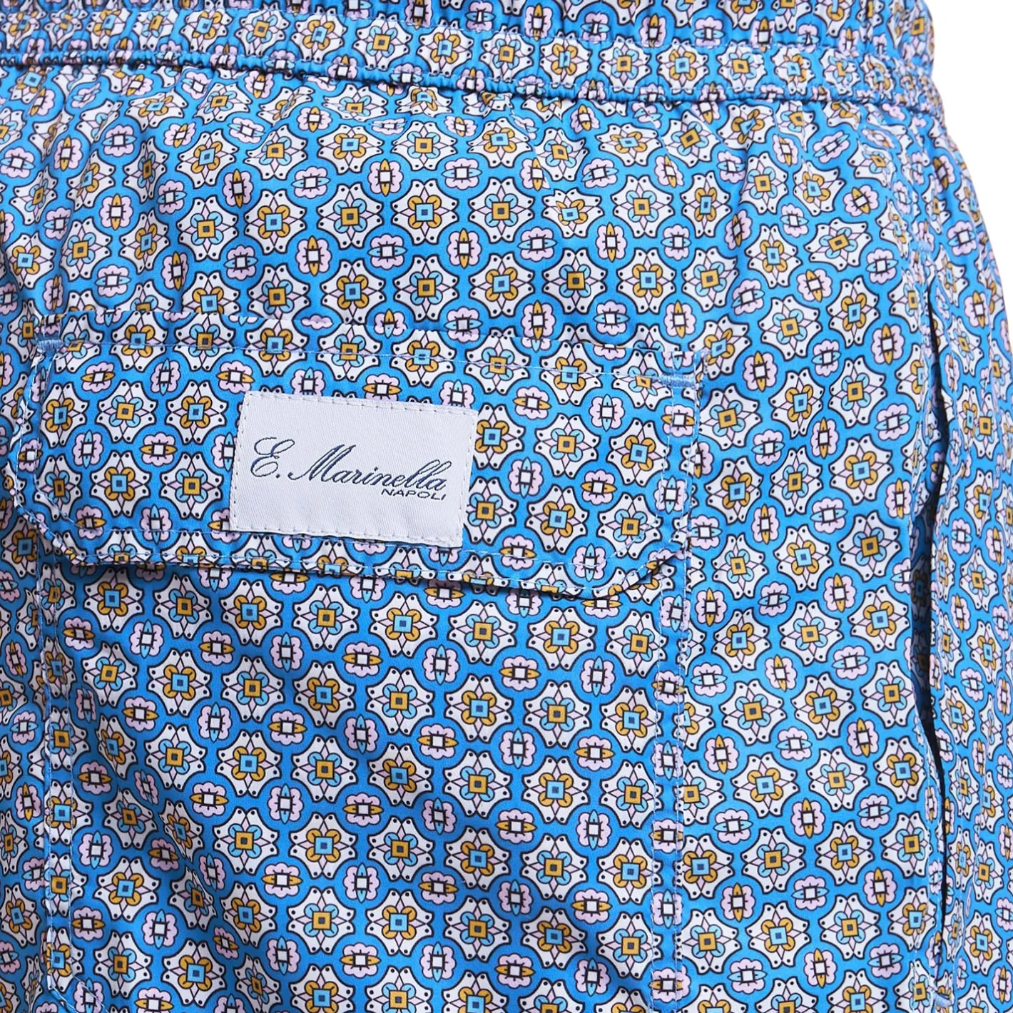 E.Marinella COSTUME DA BAGNO AZZURRO POLVERE Macrofantasia fiore Outlet