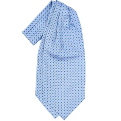E.Marinella CRAVATTA ASCOT IN SETA AZZURRA Microfantasia fiore Online